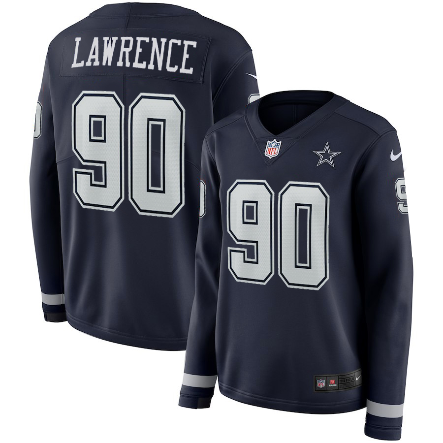 Women Dallas Cowboys #90 Lawrence blue  Limited NFL Nike Therma Long Sleeve Jersey